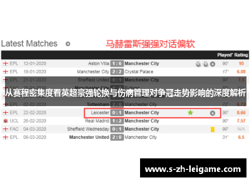 从赛程密集度看英超豪强轮换与伤病管理对争冠走势影响的深度解析